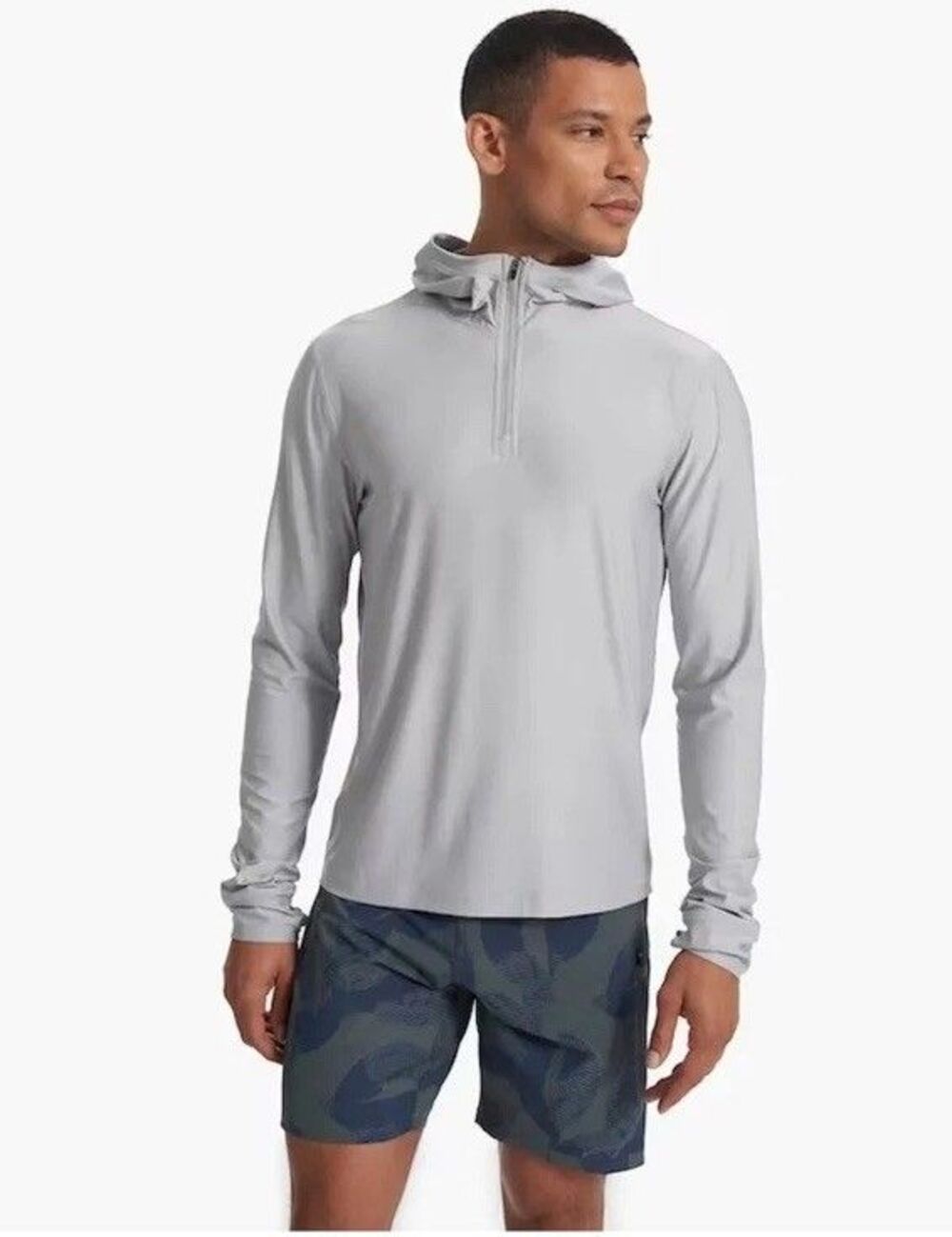 Vuori Uluwatu 23 Water Hoodie Mens XL Gray 1/4 Zip Long Sleeve UPF 50